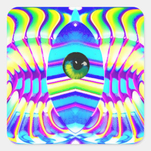 One-Eyed Star Beast Ken Gauge Psychedelic Art Square Sticker