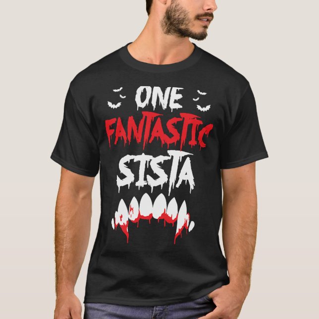 One Fangtastic Sista Sister Matching Family Hallow T-Shirt (Front)