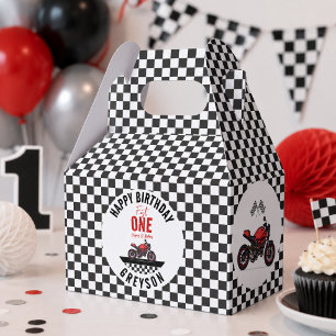 One Fast Race Motorcycle Boy 1st Birthday Party Favour Box