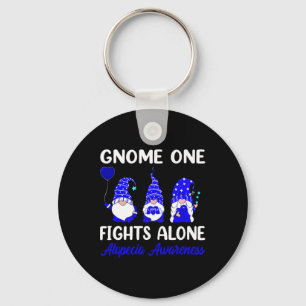 One Fights Alone Blue Ribbon Alopecia Awareness Key Ring