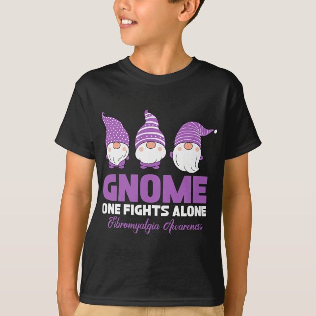 One Fights Alone Fibromyalgia Awareness Fibro Warr T-Shirt (Front)