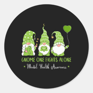 One Fights Alone Green Ribbon Mental Health Awaren Classic Round Sticker