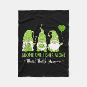 One Fights Alone Green Ribbon Mental Health Awaren Fleece Blanket