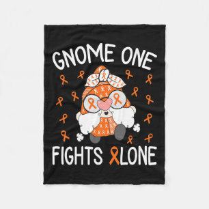 One Fights Alone Leukaemia Awareness Gnome Pun 1  Fleece Blanket