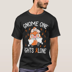 One Fights Alone Leukaemia Awareness Gnome Pun 1  T-Shirt