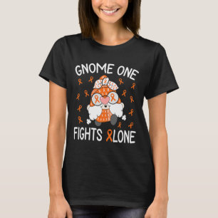 One Fights Alone Leukaemia Awareness Gnome Pun 1 T-Shirt