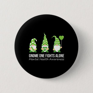 One Fights Alone Mental Health Awareness Green Rib 6 Cm Round Badge
