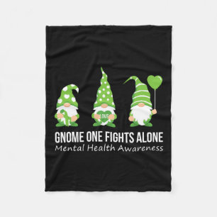 One Fights Alone Mental Health Awareness Green Rib Fleece Blanket