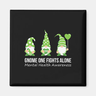 One Fights Alone Mental Health Awareness Green Rib Magnet