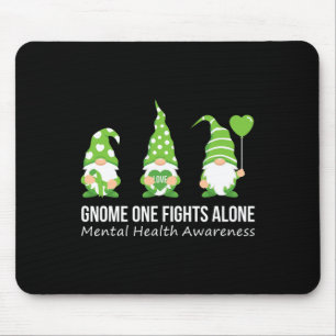 One Fights Alone Mental Health Awareness Green Rib Mouse Mat