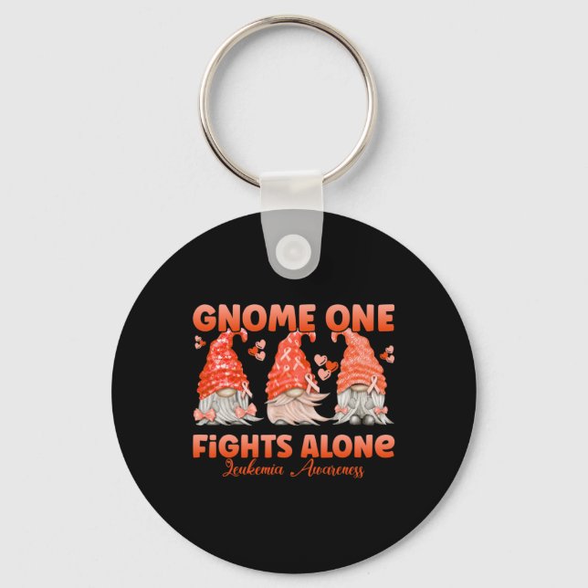 One Fights Alone Orange Leukaemia Awareness  Key Ring (Front)