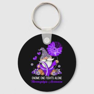 One Fights Alone Ribbon Fibromyalgia Awareness Key Ring