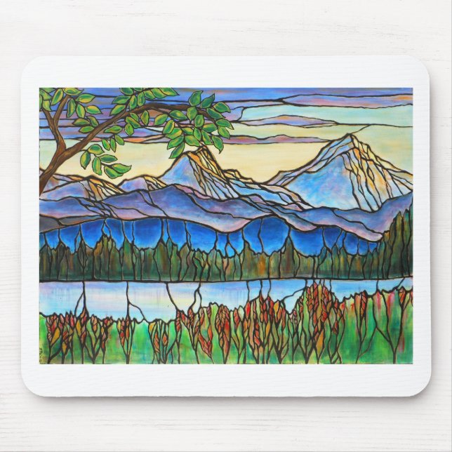 "One Fine Day" Stained Glass Landscape Art! Mouse Mat (Front)