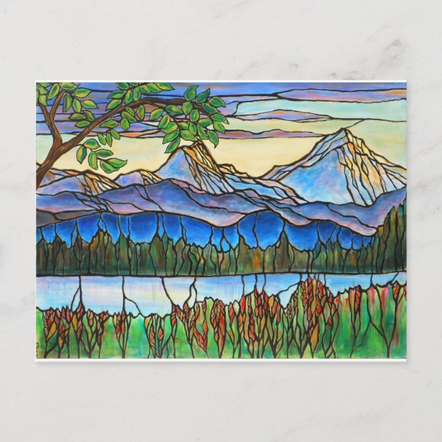 "One Fine Day" Stained Glass Landscape Art! Postcard (Front)