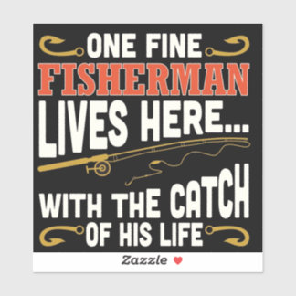 ONE FINE FISHERMEN Custom-Cut Vinyl Sticker