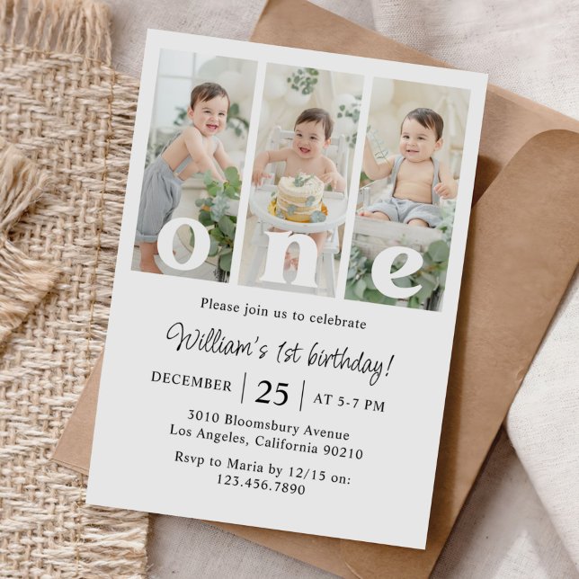 ONE First Birthday Party Photo Invitation (Creator Uploaded)
