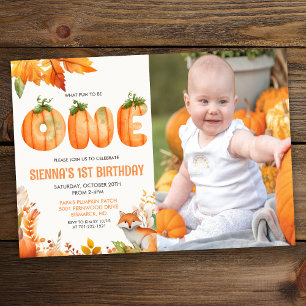 One First Birthday Pumpkin  Invitation
