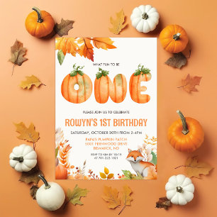 One First Birthday Pumpkin  Invitation