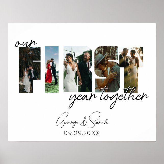 One first Year Together Wedding Anniversary photo Poster (Front)