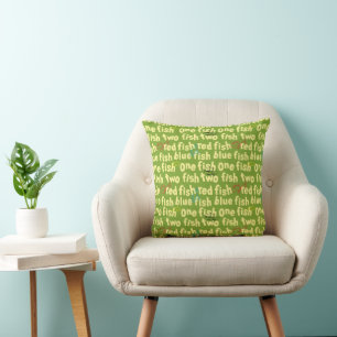 One Fish Two Fish Typography Pattern Cushion