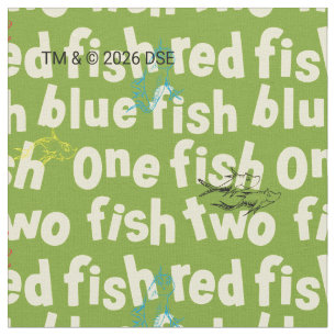 One Fish Two Fish Typography Pattern Fabric