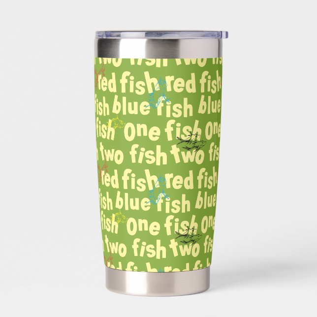 One Fish Two Fish Typography Pattern Insulated Tumbler (Left)