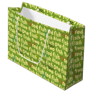 One Fish Two Fish Typography Pattern Large Gift Bag