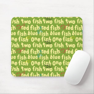 One Fish Two Fish Typography Pattern Mouse Mat