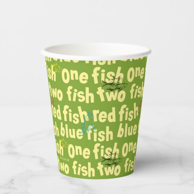 One Fish Two Fish Typography Pattern Paper Cups (Front)