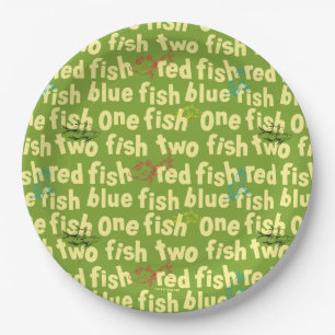 One Fish Two Fish Typography Pattern Paper Plate