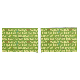 One Fish Two Fish Typography Pattern Pillowcase