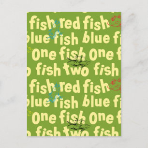 One Fish Two Fish Typography Pattern Postcard
