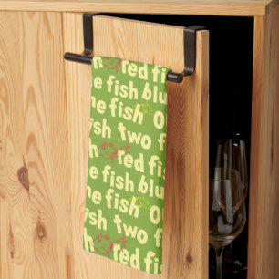 One Fish Two Fish Typography Pattern Tea Towel