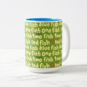 One Fish Two Fish Typography Pattern Two-Tone Coffee Mug