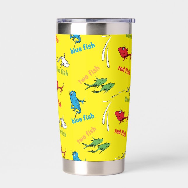 One Fish Two Fish Yellow Pattern Insulated Tumbler (Left)