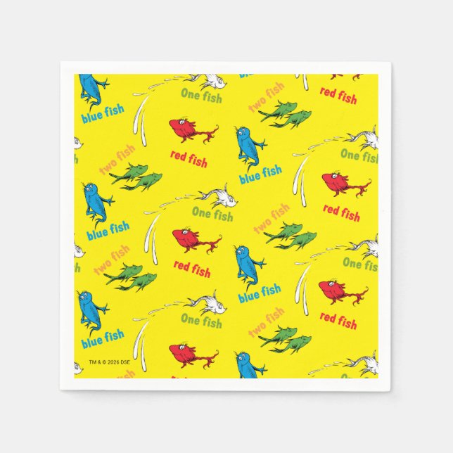 One Fish Two Fish Yellow Pattern Napkin (Front)