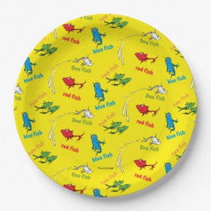 One Fish Two Fish Yellow Pattern Paper Plate