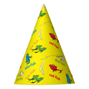 One Fish Two Fish Yellow Pattern Party Hat