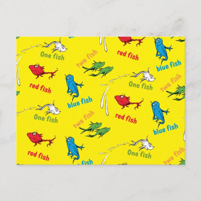 One Fish Two Fish Yellow Pattern Postcard (Front)
