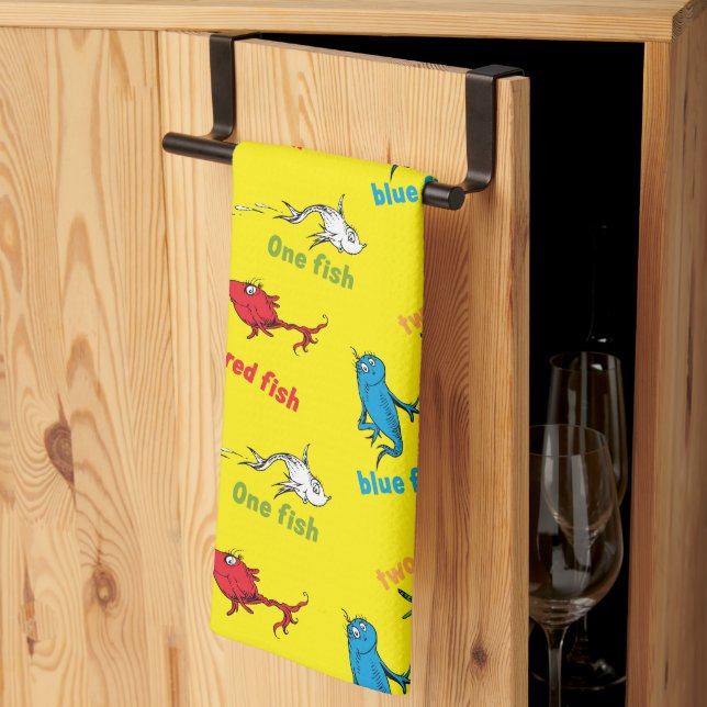 One Fish Two Fish Yellow Pattern Tea Towel (Thirds Fold)
