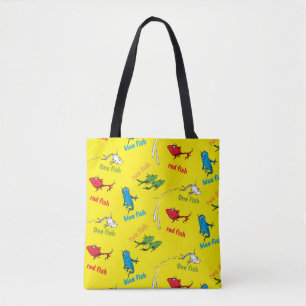 One Fish Two Fish Yellow Pattern Tote Bag
