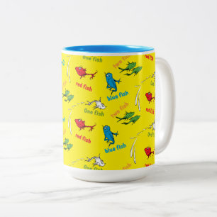 One Fish Two Fish Yellow Pattern Two-Tone Coffee Mug