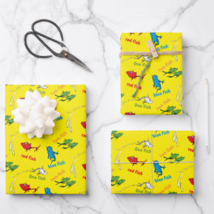 One Fish Two Fish Yellow Pattern Wrapping Paper Sheet