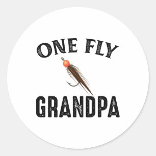 One Fly Grandpa Funny Fishing Gift For Grandpa Men Classic Round Sticker
