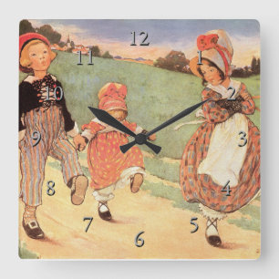One Foot Up, One Foot Down Nursery Rhyme Square Wall Clock
