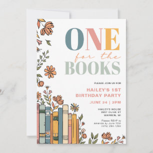 One For The Books 1st Birthday Invitation