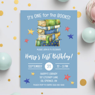 One for the Books! Kids' First Birthday Party Invitation