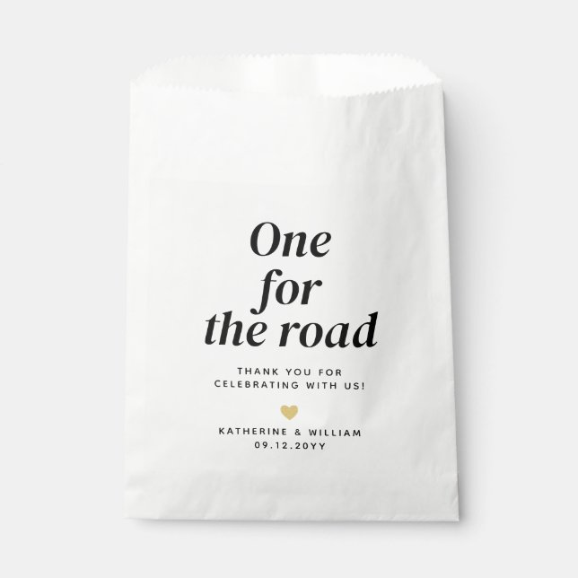One For The Road Wedding Thank You Snack Favour Ba Favour Bags (Front)
