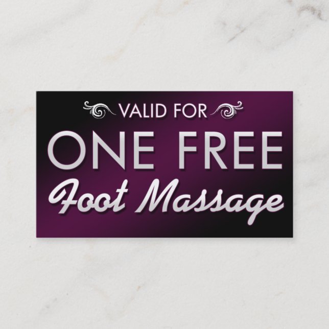 One Free Foot Massage Discount Card (Front)