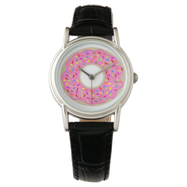 One Frosted Doughnut Cute Cartoon Pastry Watch (Front)